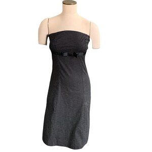 Forever 21 Strapless Dress Black White Polka Dot Ribbon Sz S Empire Waist #213D